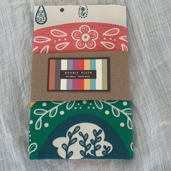 NEW handmade tea towel rainbow garden tea towel 16”x24” - Picture 2 of 3